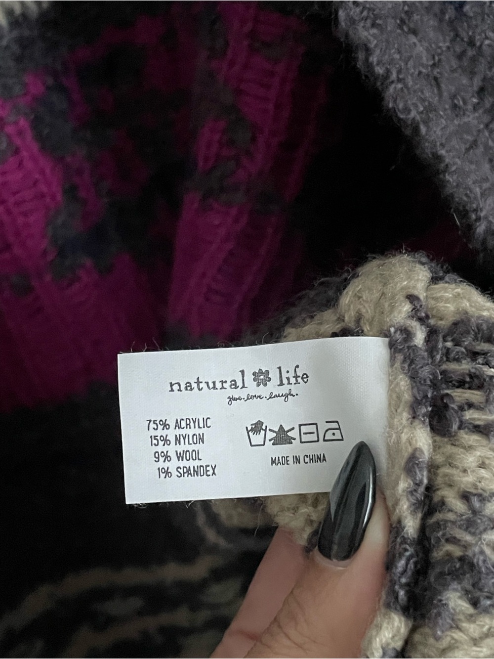 Natural Life Calla Jacquard Cardigan Sweater Size L/XL Charcoal Flower Boho Fun - Picture 5 of 11